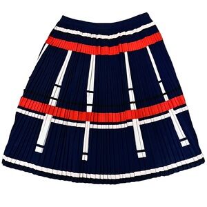 Banana Republic Colorblock Plaid Pleated Midi Skirt